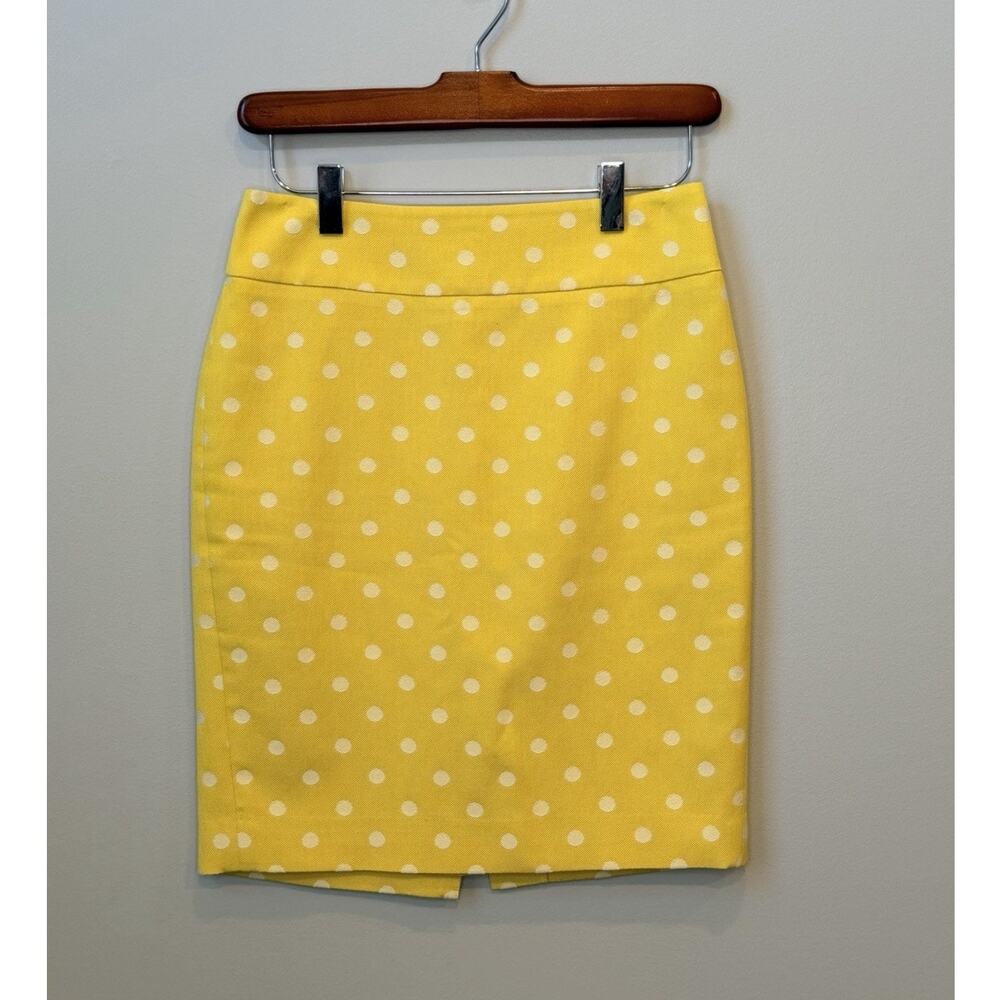 Ann Taylor Retro Style Preppy Polka Dot Pencil Skirt Cottonblend Zipper Size 0P